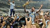 Lionel Messi célébrant la victoire de l'Argentine à la Coupe du monde, Qatar, le 18 décembre 2022