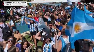 Argentina fans celebrate World Cup victory in Buenos Aires.