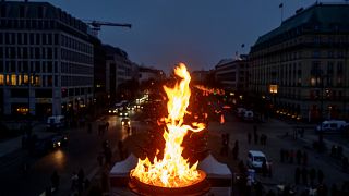 A menorah candle lighting ceremony in Kyiv.