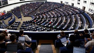 European Parliament members meet in a plenary session on Sept. 14, 2022, in Strasbourg, eastern France.