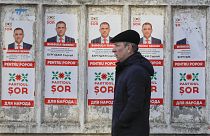 Electoral posters advertising the candidates of the Shor party, led by  Modovan businessman Ilan Shor, in Chisinau, Moldova. 21 Feb. 2019.