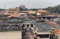 Headquarters of the EU in Bangui after the fire on Sunday