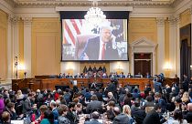 A video of former President Donald Trump is screened during the last meeting of the US House committee investigating the January 6 attack on Capitol Hill.