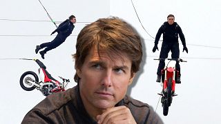 Cruise performing a motorcycle stunt “Mission: Impossible – Dead Reckoning Part One,”