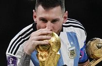 Lionel Messi celebrating Argentina's world cup win in Qatar 