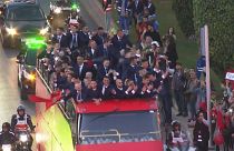 Thousands lined the streets of Rabat to welcome the national football team home