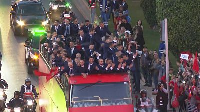Thousands lined the streets of Rabat to welcome the national football team home