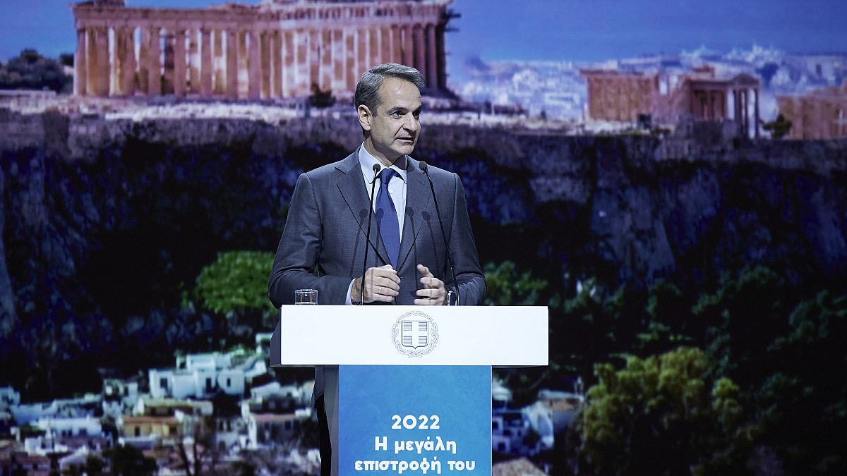 Ο πρωθυπουργός Κυριάκος Μητσοτάκης μιλάει στην εκδήλωση με θέμα «2022, η επιστροφή του ελληνικού τουρισμού» στο κέντρο πολιτισμού Ελληνικός Κόσμος
