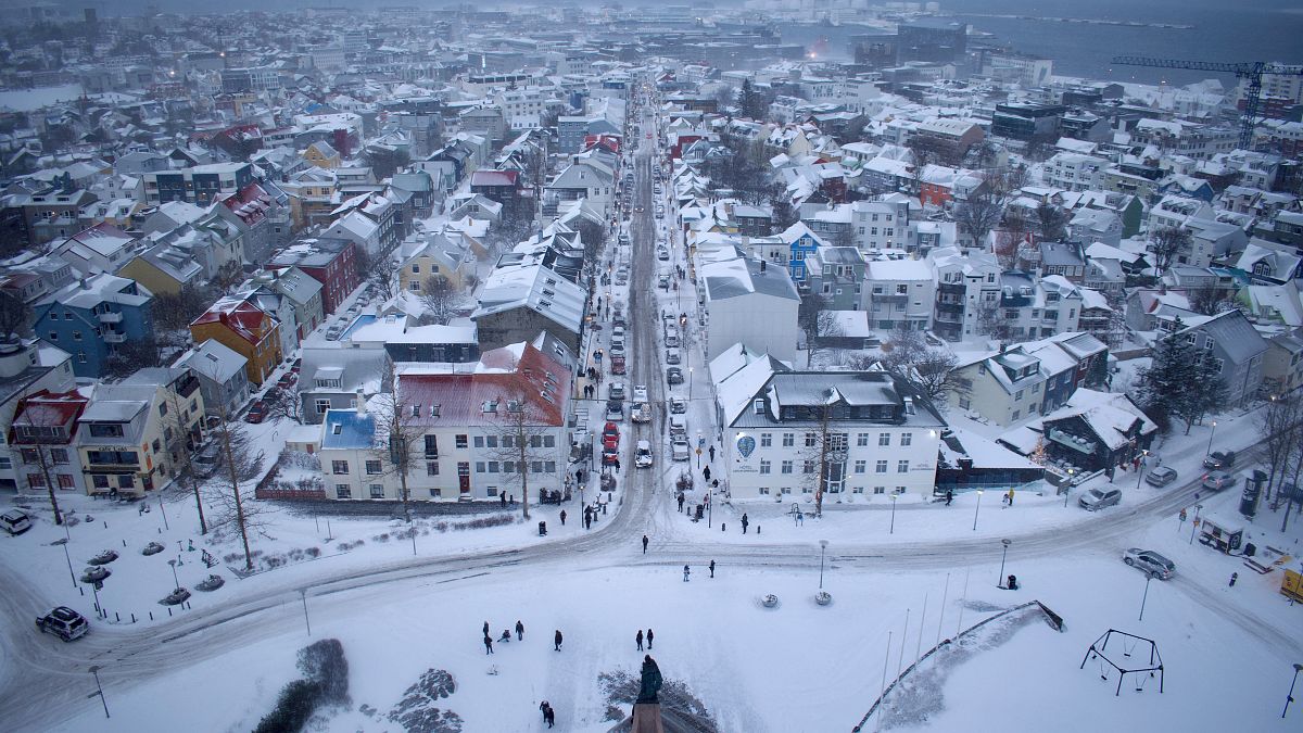 La capitale Islandaise Reykjavik recouverte de neige le 17 décembre dernier 