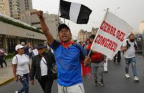 Manifestantes en Lima, Perú