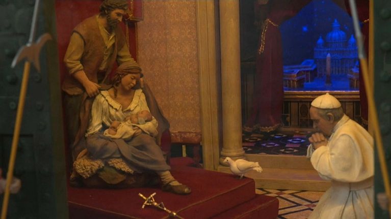 One of the Nativity scenes shown at the Vatican. 