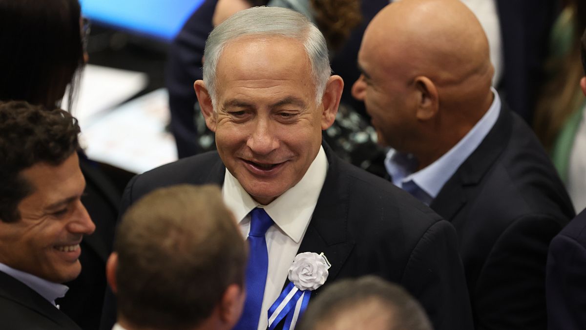 بنيامين نتنياهو زعيم حزب الليكود الإسرائيلي خلال احتفال في البرلمان الإسرائيلي، القدس 15 نوفمبر 2022