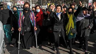 A tüntetésen résztvevő afgán nők
