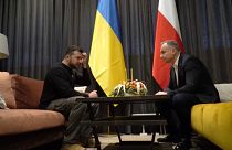 El presidente de Ucrania Volodímir Zelenskiy el presidente de Polonia Andrzej Duda