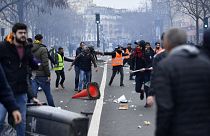 Clashes erupt with police following a demonstration of supporters and members of the Kurdish community, Place de la Republique, Paris, Saturday 24 December 2022