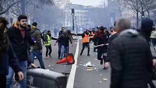 Clashes erupt with police following a demonstration of supporters and members of the Kurdish community, Place de la Republique, Paris, Saturday 24 December 2022