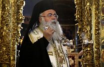 FILE: Cyprus' Orthodox Archbishop Georgios attends a mass at Saint Ioannis church at archbishopric in capital Nicosia, Cyprus, Saturday, Dec. 24, 2022. 
