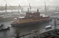 Archív fotó: a "Lomonoszov" úszó atomerőmű a szentpétervári hajógyárban