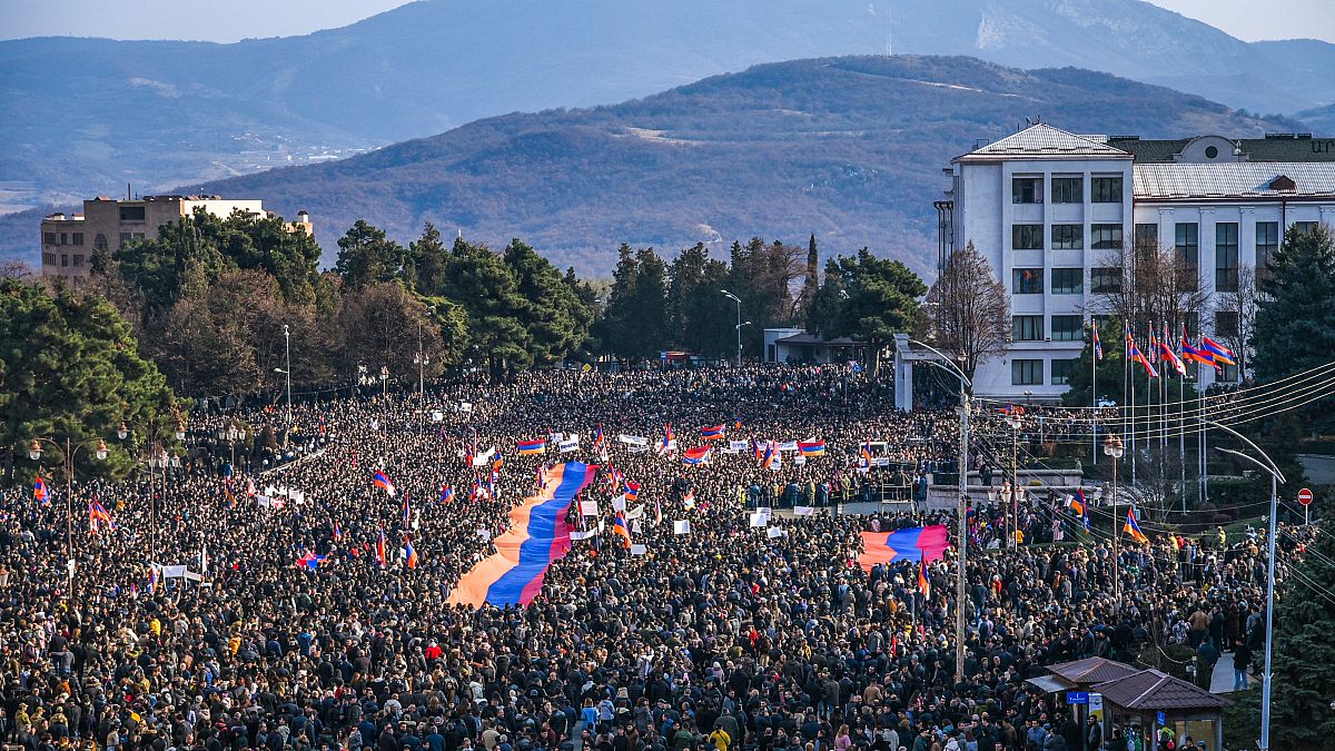 Manifestation à Stepanakert, Haut-Karabakh, le 25 décembre 2022