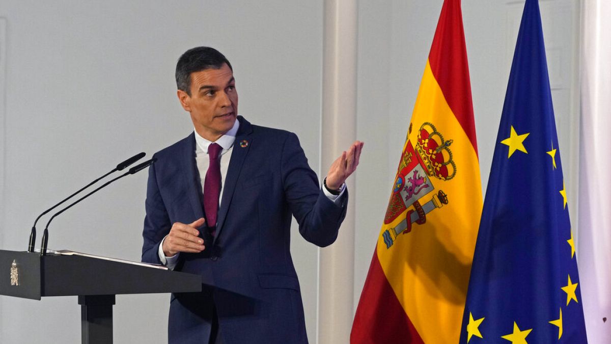 El presidente del Gobierno español, Pedro Sánchez, en rueda de prensa para hacer balance de la situación económica y política.