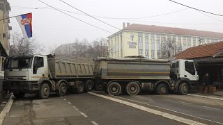 Straßenblockade in Mitrovica