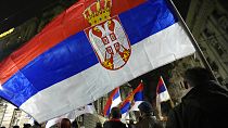 Proteste von Serben aus dem Kosovo in Belgrad