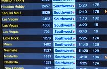 A Southwest Airlines törölt járatai (pirossal jelölve) egy amerikai repülőtéren