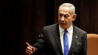 Benjamin Netanjahu, izraeli miniszterelnök 2022. december 29-én a Kneszetben az eskütétel napján