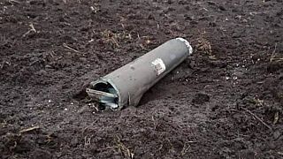 The alleged Ukrainian missile which fell along Belarusian territory