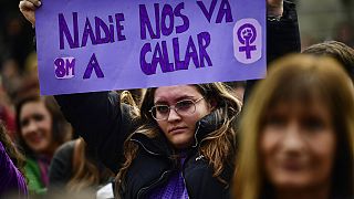 Mujeres en una protesta durante el día Internacional de la Mujer  