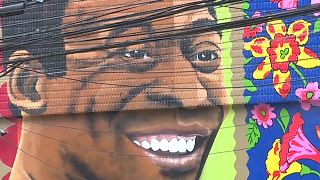 Wall in Brazil painted with Pele's face.