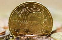 New Croatian euro coin depicting scientist Nikola Tesla is showcased at the Croatian central bank.