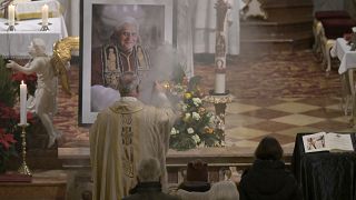 Mass for Pope Emeritus Benedict XVI at the Saint Magdalena church in Altoetting, Germany