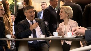 Andrej Plenković horvát kormányfő és Ursula von der Leyen, az Európai Bizottság elnöke