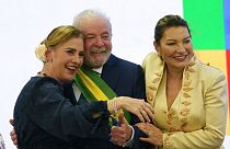 Президент Луис Лула да Силва с Беатрис Гутьеррес, женой президента Мексики Андреса Мануэля Лопеса Обрадора, и своей супругой Розанжелой Силвой