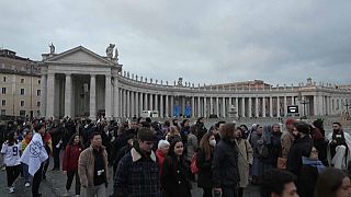 People queuing in St Peter's Square to pay their last respects to Pope Benedict XVI