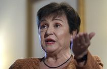 Kristalina Georgieva, Managing Director of the International Monetary Fund, speaks during an interview with The Associated Press in Berlin, Germany,  Nov. 29, 2022
