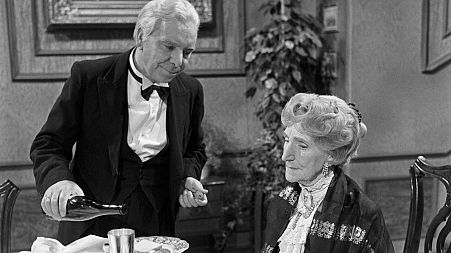 Freddie Frinton as the Butler and May Warden as Ms Sophie in Dinner for One