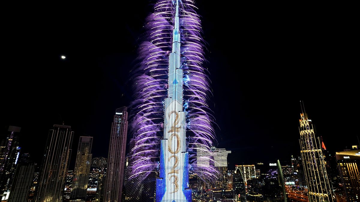 A Burj Kalifa Dubajban szilveszterkor