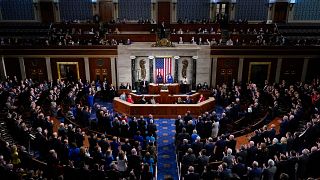 Az amerikai Kongresszusban Volodimir Zelenszkij ukrán elnök tart beszédet