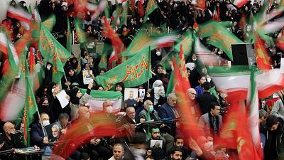 Des Iraniens assistent à une cérémonie dans la capitale Téhéran, le 03.01.2023, pour commémorer le troisième anniversaire du meurtre de Soleimani 