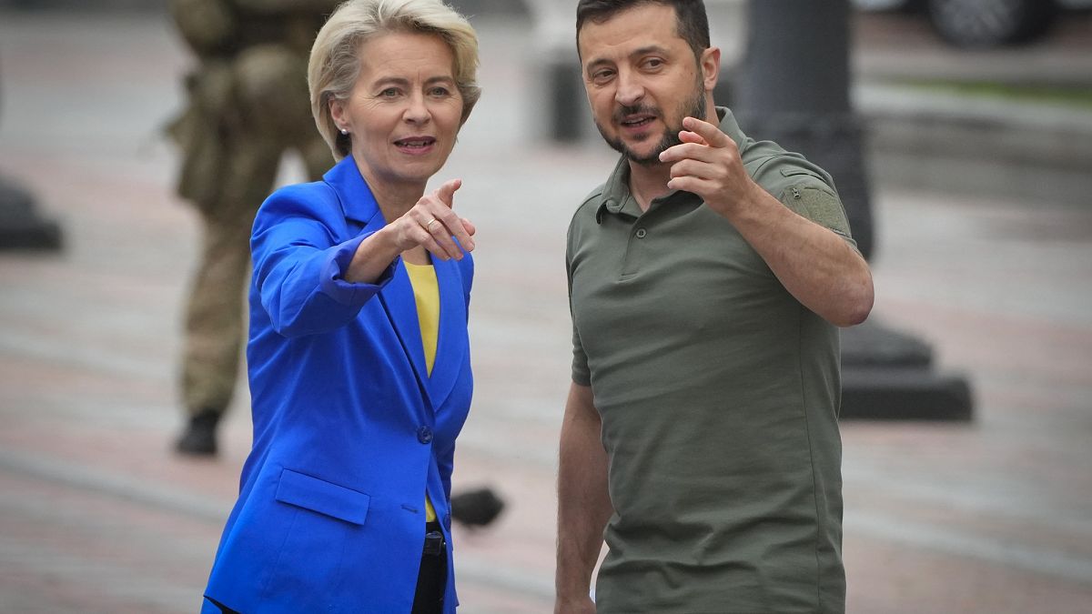 Ursula von der Leyen és Volodomir Zelenszkij 2022 szeptemberében Kijevben
