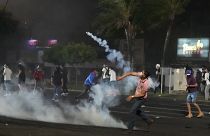 Supporters of opposition leader and governor of Santa Cruz Luis Fernando Camacho clash with authorities in Santa Cruz, Bolivia.