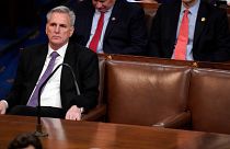 Rep. Kevin McCarthy, R-Calif., listens to the fifth round of votes in the House chamber as the House meets for a second day to elect a speaker. 