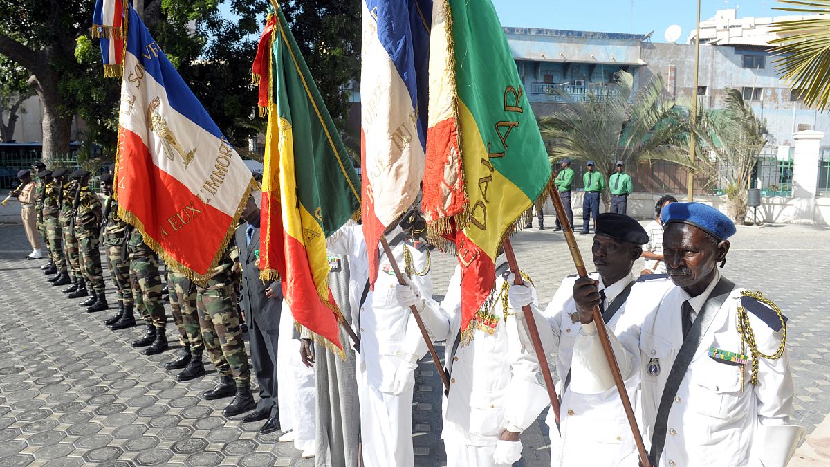 Tirailleurs sénégalais à Dakar en 2014 lors d'une cérémonie d'hommage a ceux morts pour la France en 14-18