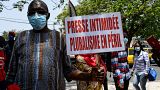 Manifestation devant le ministère de la Culture et de la Communication dans le cadre de la Journée mondiale de la liberté de la presse à Dakar (Sénégal) - 03.05.2021