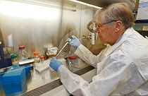 صورة من الارشيف- الدكتور جورج كارلسون، مدير معهد أبحاث ماكلولين،  يركز أبحاثه على مرض الزهايمر، مختبر في غريت فولز، مونتانا الأمريكية