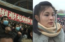 تجمع حاشد لأعضاء حزب العمال الكوري في ملعب الفتح مايو-آيار في بيونغ يانغ.