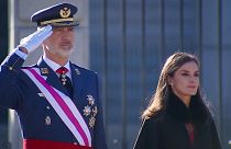 El rey Felipe VI y la reina Letizia durante la celebración de la Pascua Militar