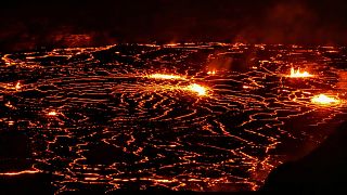 Lava erupting at Kilauea volcano's summit crater in Hawaii National Park, 6 January
